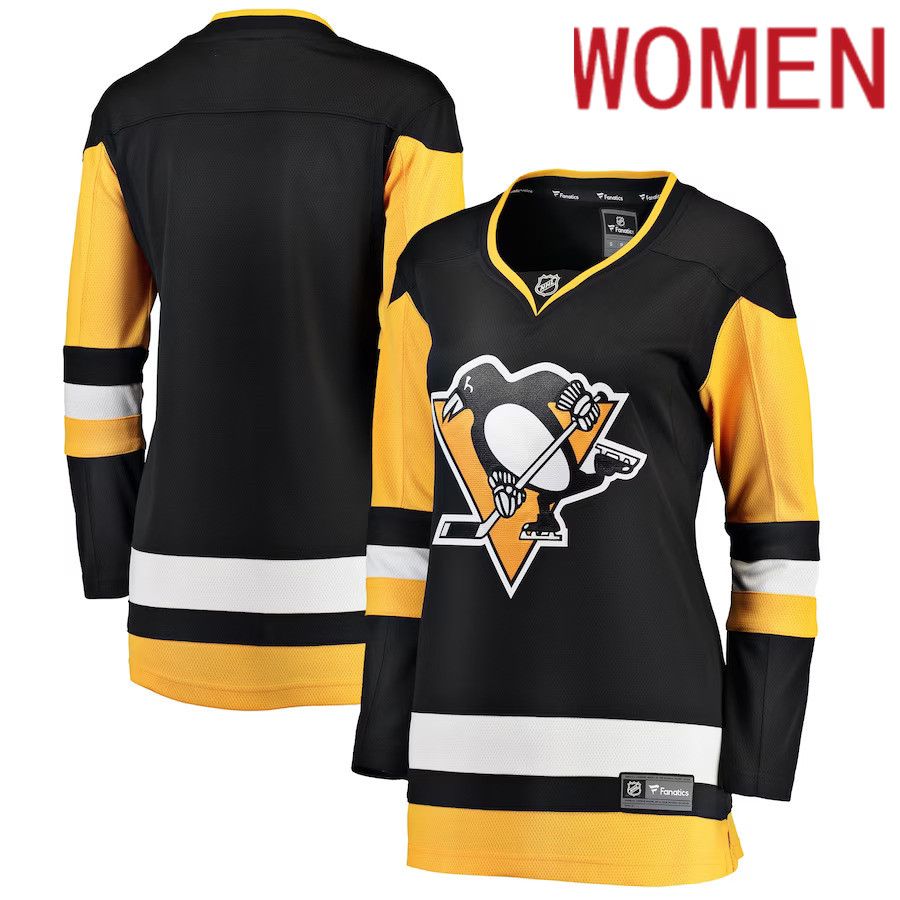 Women Pittsburgh Penguins Fanatics Branded Black Breakaway Home NHL Jersey->women nhl jersey->Women Jersey